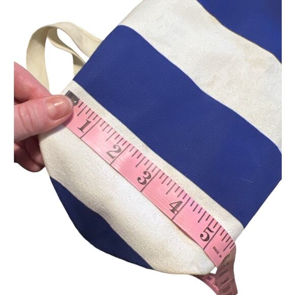 Vintage Poco Loco Club Cancun Mexico Canvas Zippered Tote Bag Blue White Parrot - Picture 5 of 13